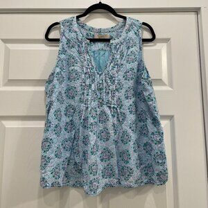 Women's Loft Light Blue Button-Front Sleeveless Blouse XL